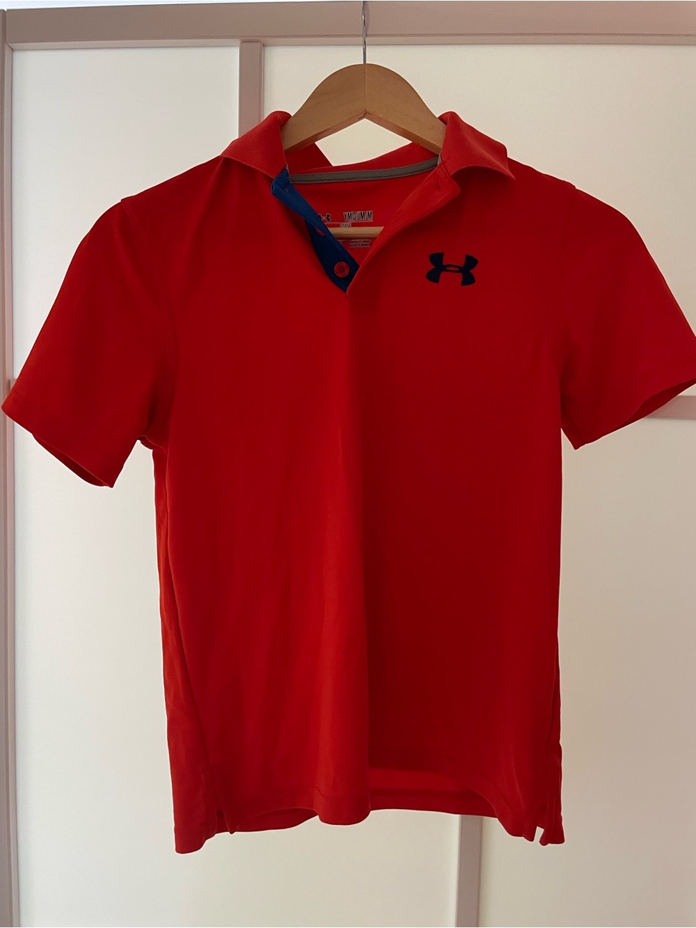 Under Armour Boys' Bright Red Polo with Navy Trim